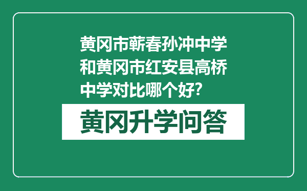 黄冈市蕲春孙冲中学和黄冈市红安县高桥中学对比哪个好？