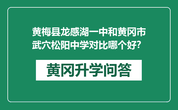 黄梅县龙感湖一中和黄冈市武穴松阳中学对比哪个好？