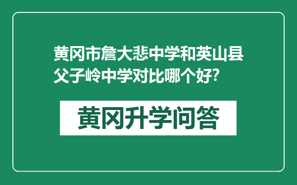 黄冈市詹大悲中学和英山县父子岭中学对比哪个好？