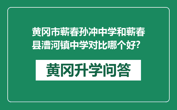 黄冈市蕲春孙冲中学和蕲春县漕河镇中学对比哪个好？