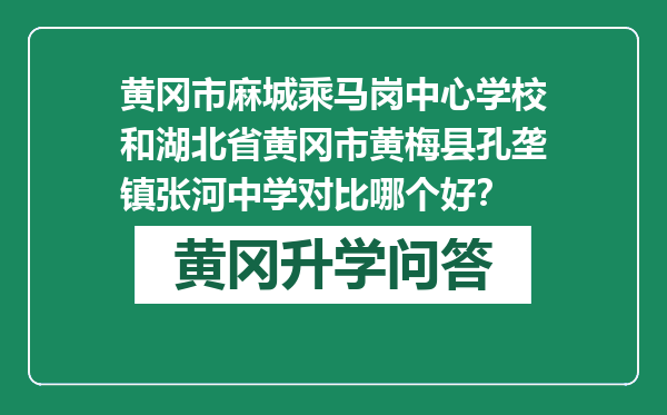 黄冈市麻城乘马岗中心学校和湖北省黄冈市黄梅县孔垄镇张河中学对比哪个好？