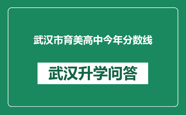 武汉市育美高中今年分数线