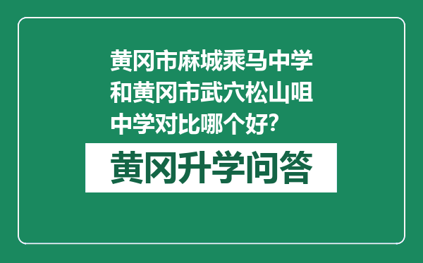 黄冈市麻城乘马中学和黄冈市武穴松山咀中学对比哪个好？