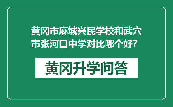 黄冈市麻城兴民学校和武穴市张河口中学对比哪个好？