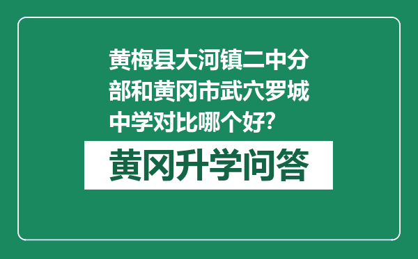 黄梅县大河镇二中分部和黄冈市武穴罗城中学对比哪个好？