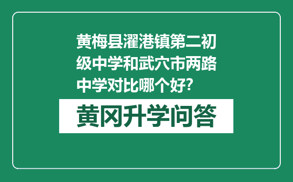 黄梅县濯港镇第二初级中学和武穴市两路中学对比哪个好？