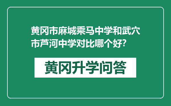 黄冈市麻城乘马中学和武穴市芦河中学对比哪个好？