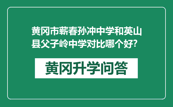 黄冈市蕲春孙冲中学和英山县父子岭中学对比哪个好？