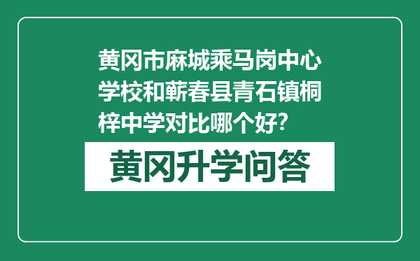 黄冈市麻城乘马岗中心学校和蕲春县青石镇桐梓中学对比哪个好？