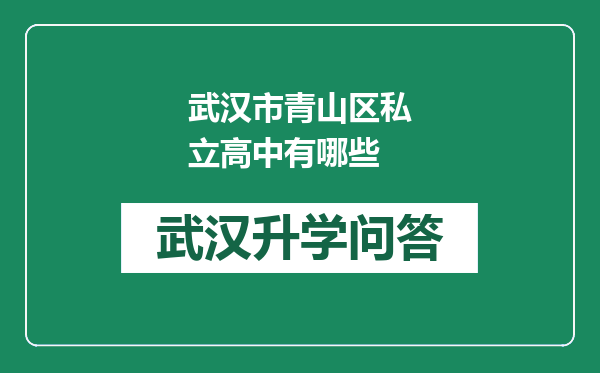 武汉市青山区私立高中有哪些