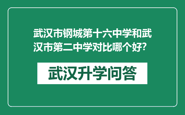 武汉市钢城第十六中学和武汉市第二中学对比哪个好？