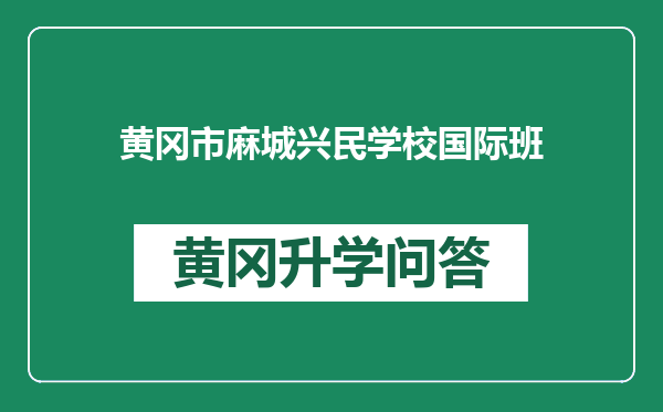 黄冈市麻城兴民学校国际班