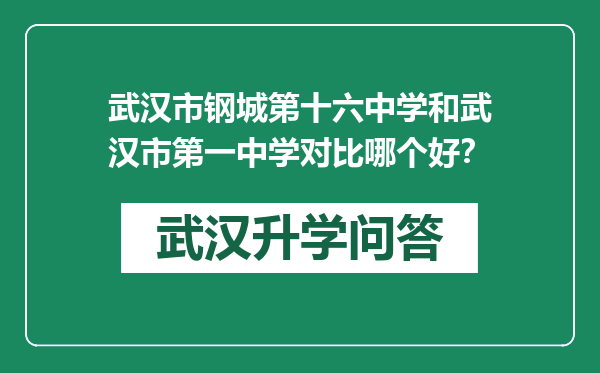 武汉市钢城第十六中学和武汉市第一中学对比哪个好？