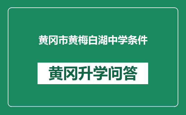 黄冈市黄梅白湖中学条件