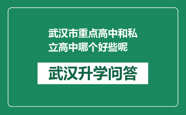 武汉市重点高中和私立高中哪个好些呢