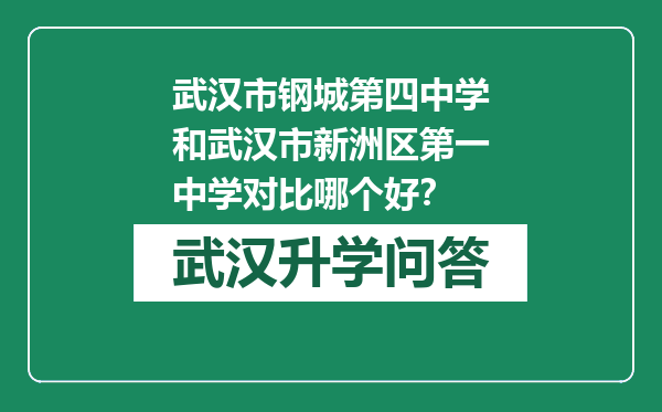 武汉市钢城第四中学和武汉市新洲区第一中学对比哪个好？