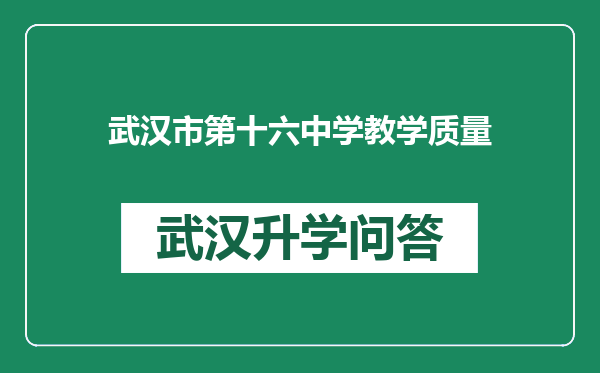 武汉市第十六中学教学质量