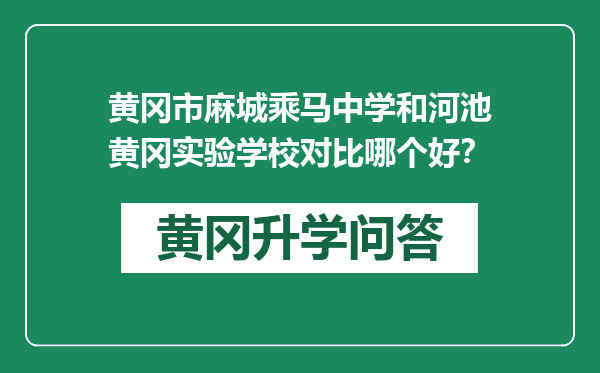 黄冈市麻城乘马中学和河池黄冈实验学校对比哪个好？