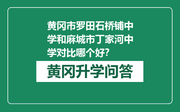 黄冈市罗田石桥铺中学和麻城市丁家河中学对比哪个好？