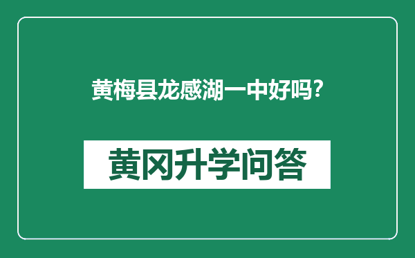 黄梅县龙感湖一中好吗？