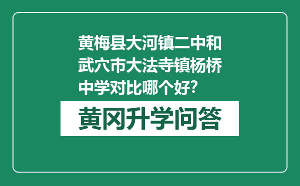 黄梅县大河镇二中和武穴市大法寺镇杨桥中学对比哪个好？