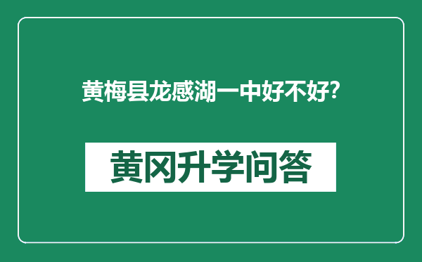 黄梅县龙感湖一中好不好？