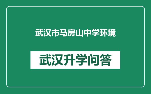 武汉市马房山中学环境