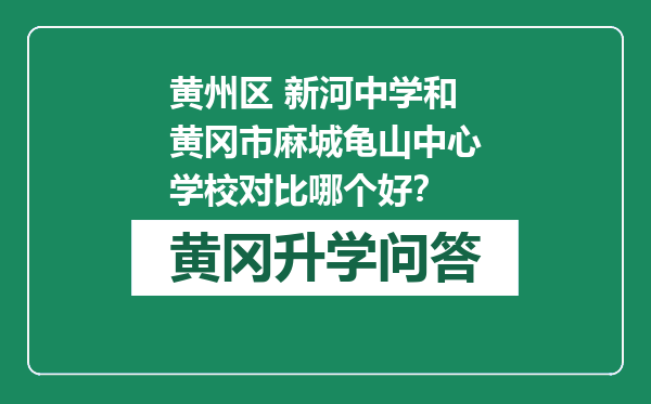 黄州区 新河中学和黄冈市麻城龟山中心学校对比哪个好？