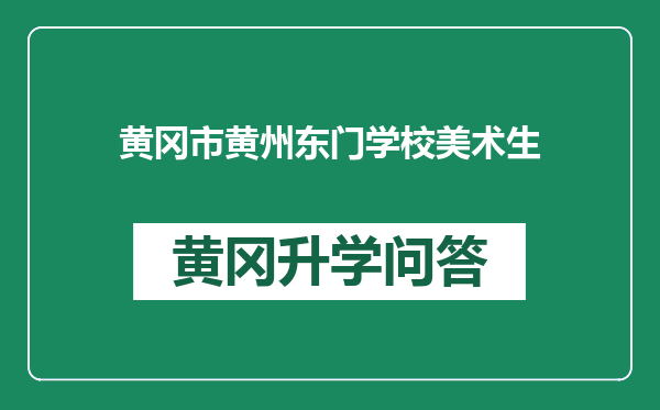 黄冈市黄州东门学校美术生