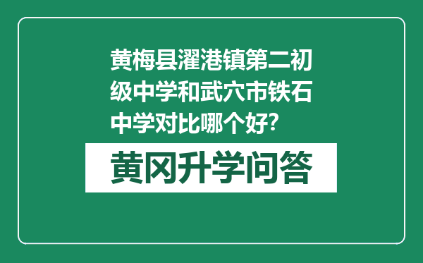 黄梅县濯港镇第二初级中学和武穴市铁石中学对比哪个好？