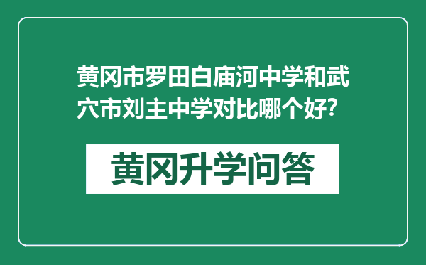 黄冈市罗田白庙河中学和武穴市刘主中学对比哪个好？