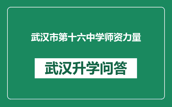 武汉市第十六中学师资力量