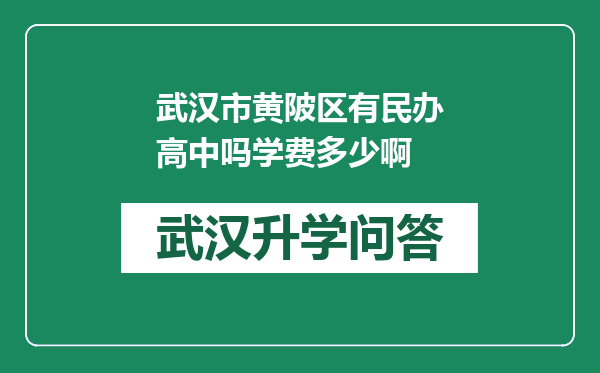 武汉市黄陂区有民办高中吗学费多少啊