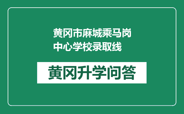 黄冈市麻城乘马岗中心学校录取线