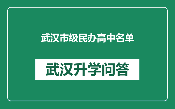 武汉市级民办高中名单