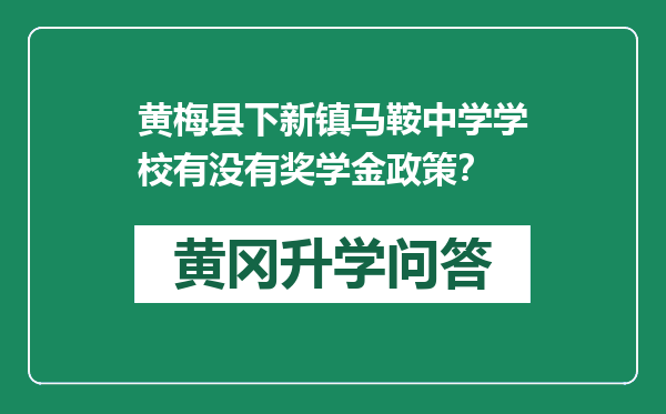 黄梅县下新镇马鞍中学学校有没有奖学金政策？