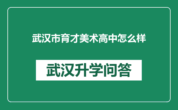 武汉市育才美术高中怎么样