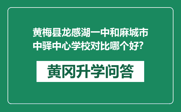 黄梅县龙感湖一中和麻城市中驿中心学校对比哪个好？