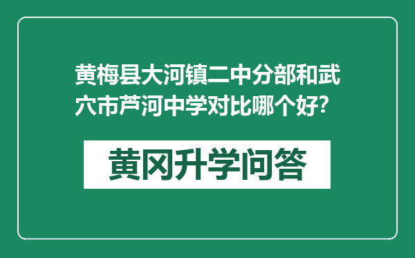 黄梅县大河镇二中分部和武穴市芦河中学对比哪个好？