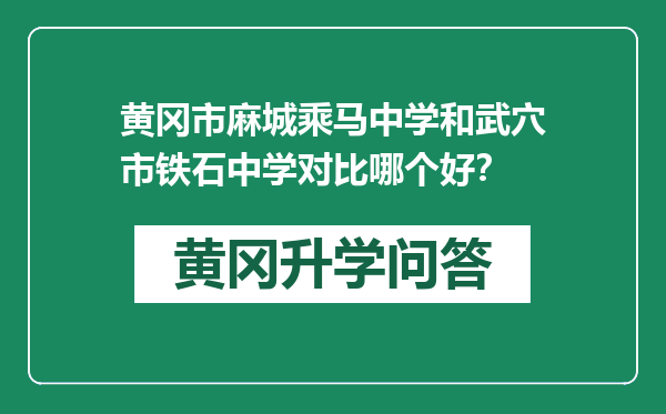 黄冈市麻城乘马中学和武穴市铁石中学对比哪个好？