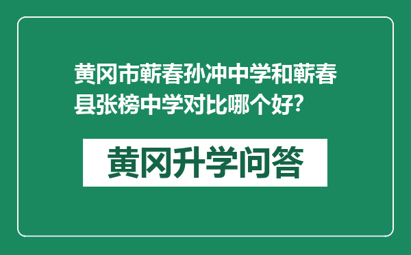 黄冈市蕲春孙冲中学和蕲春县张榜中学对比哪个好？