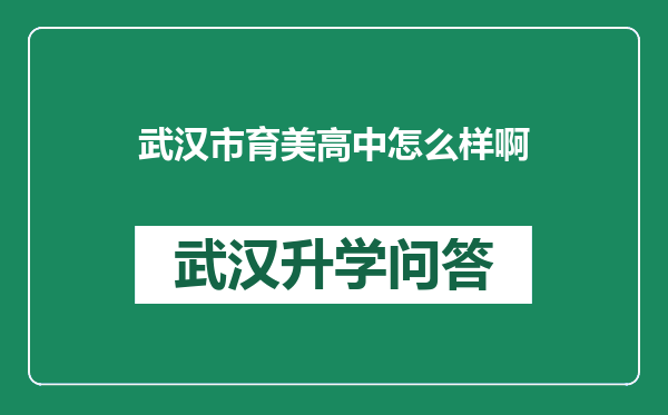 武汉市育美高中怎么样啊