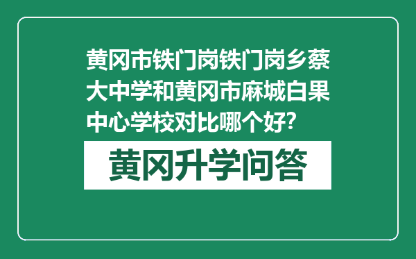 黄冈市铁门岗铁门岗乡蔡大中学和黄冈市麻城白果中心学校对比哪个好？