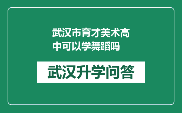 武汉市育才美术高中可以学舞蹈吗