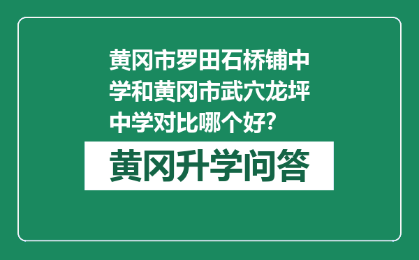 黄冈市罗田石桥铺中学和黄冈市武穴龙坪中学对比哪个好？