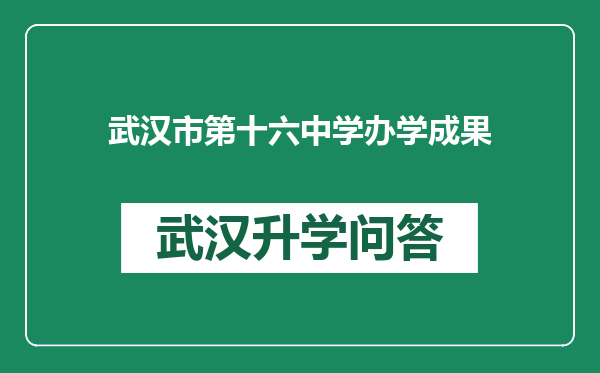 武汉市第十六中学办学成果