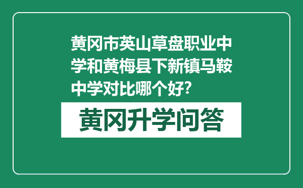 黄冈市英山草盘职业中学和黄梅县下新镇马鞍中学对比哪个好？