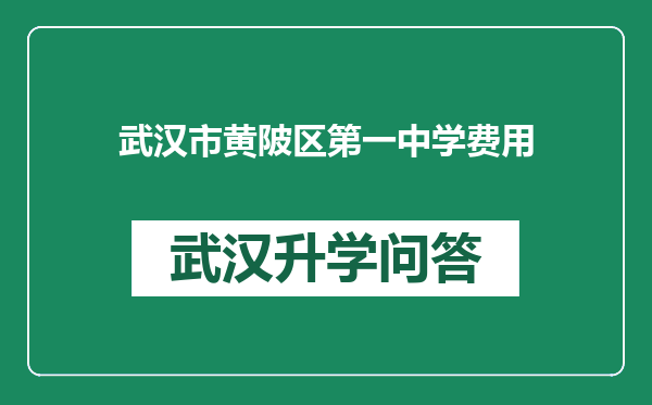 武汉市黄陂区第一中学费用