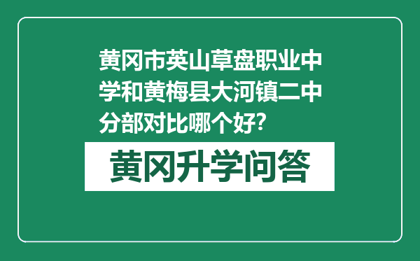 黄冈市英山草盘职业中学和黄梅县大河镇二中分部对比哪个好？