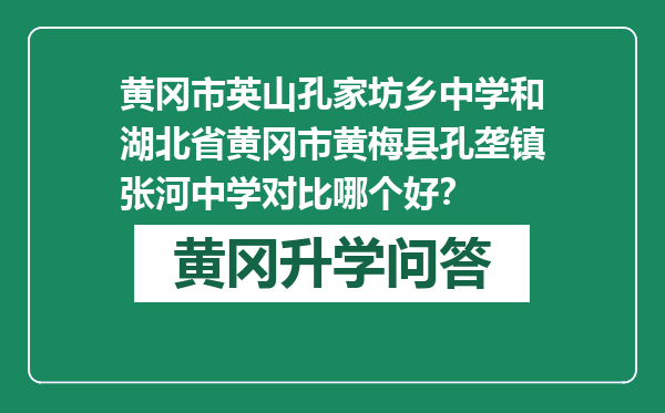 黄冈市英山孔家坊乡中学和湖北省黄冈市黄梅县孔垄镇张河中学对比哪个好？